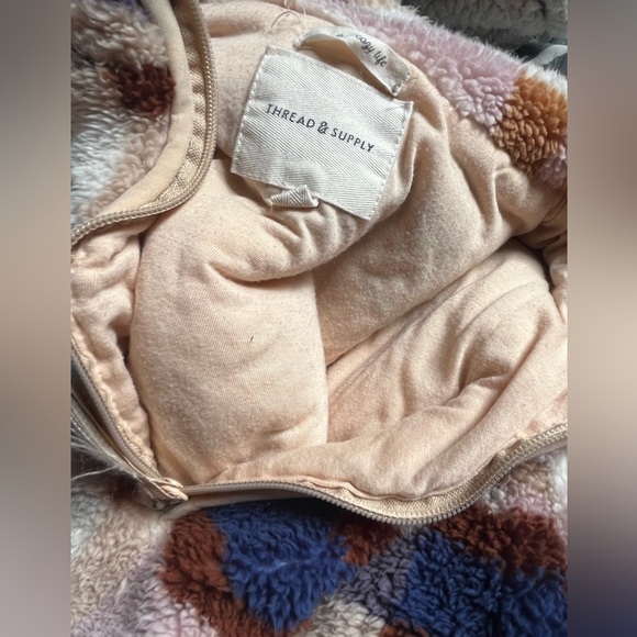 Thread & Supply Fleece Plaid Plush 1/4 Zip-Up Sweatshirt Sweater Cozy Juniors S - Picture 8 of 9